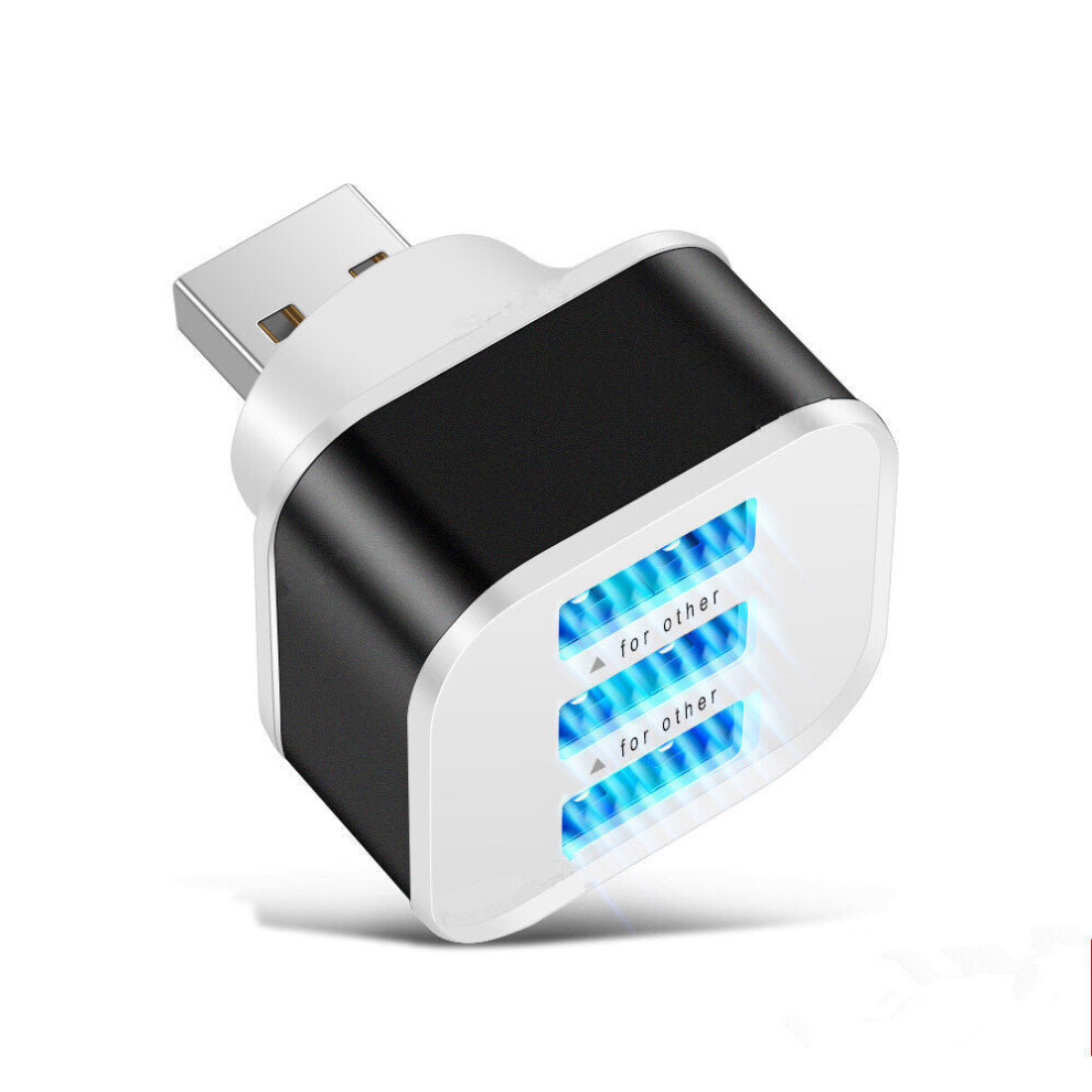 (Black) 3 Port Extended Usb Charger Extender For Tablet Smartphone Black 9078193134650