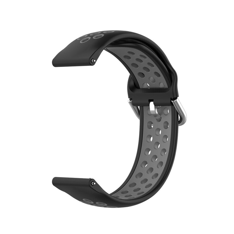 (Black+Gray) 20mm Dual Color Stoma Soft Silicone Watch Strap Watch Band for Smart Watch