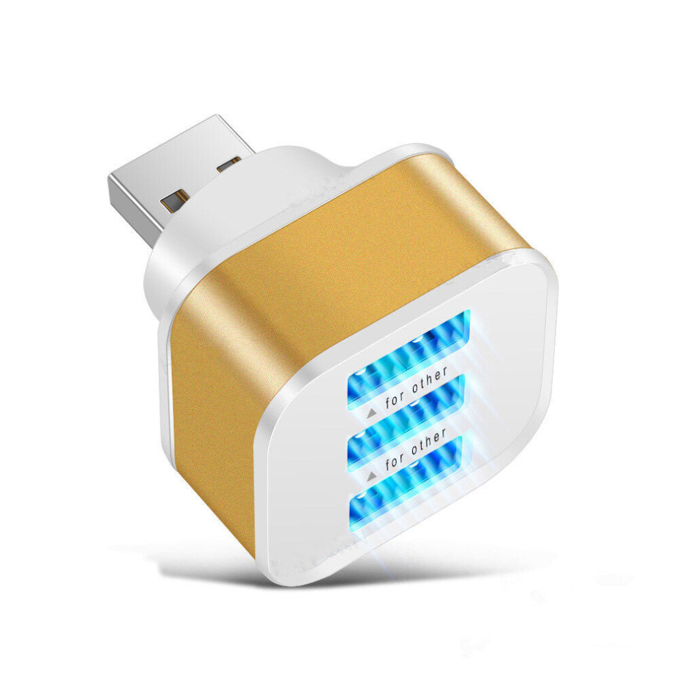 (Gold) 3 Port Extended Usb Charger Extender For Tablet Smartphone Gold 9078193134667