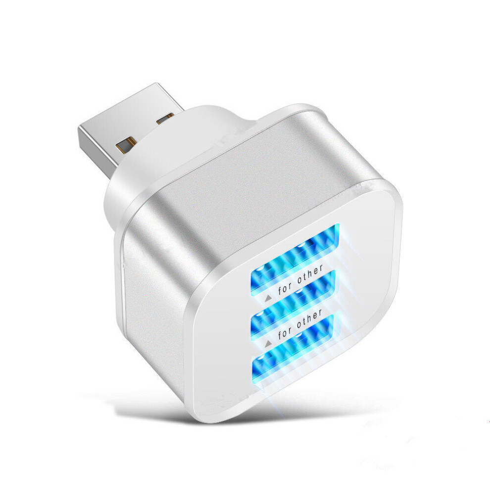 (Silver) 3 Port Extended Usb Charger Extender For Tablet Smartphone Silver 9078193134674