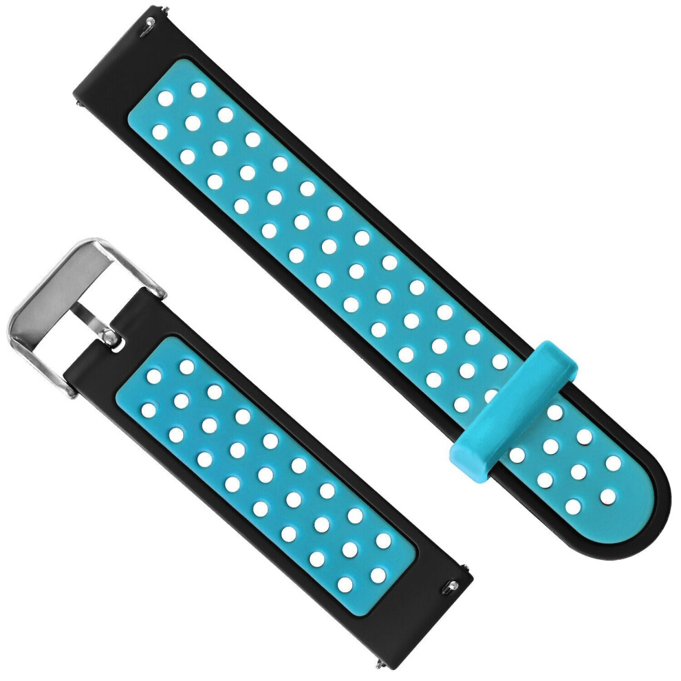 (Blue) 20mm Double Color Watch Band Watch Strap Replacement for Smart Watch