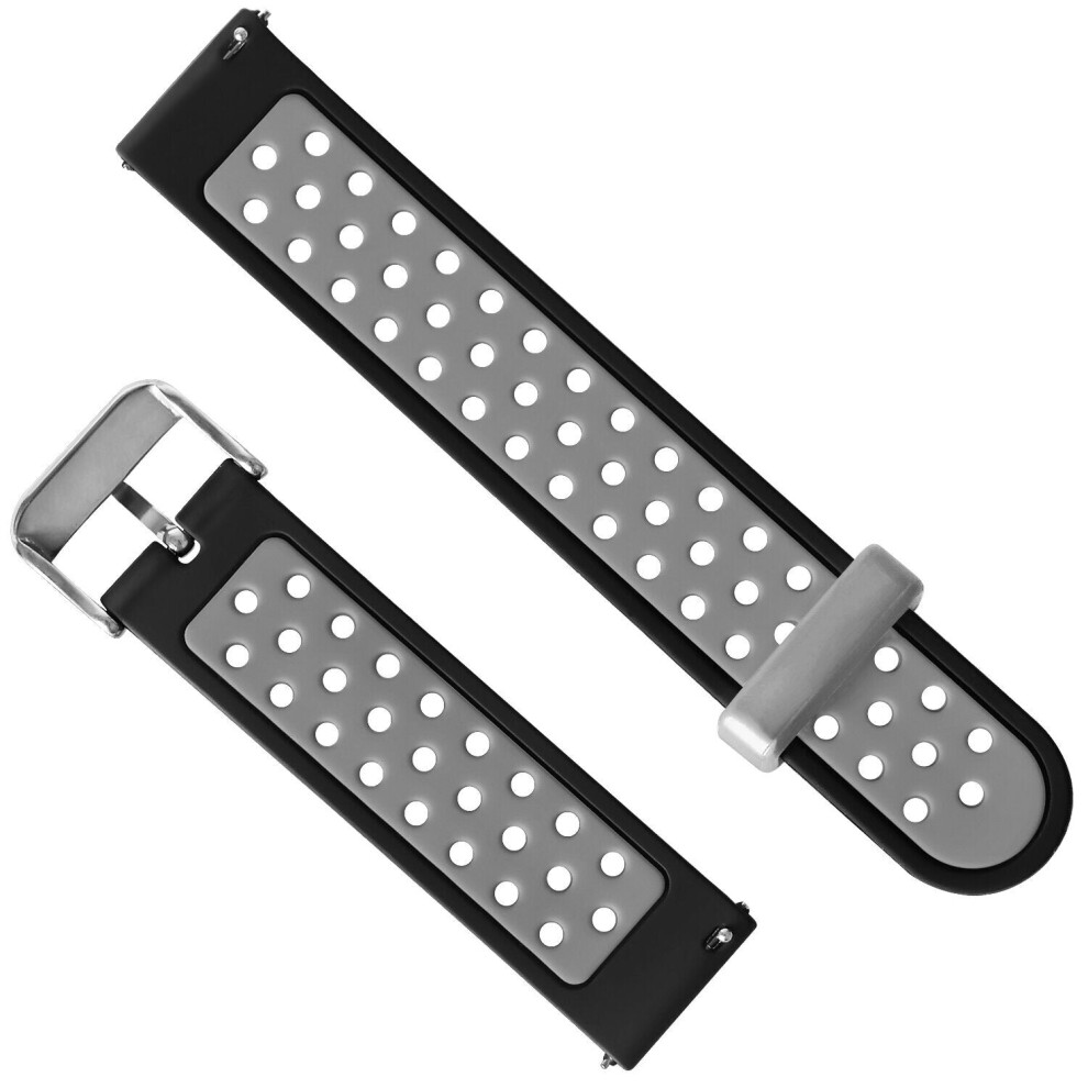 (Grey) 20mm Double Color Watch Band Watch Strap Replacement for Smart Watch