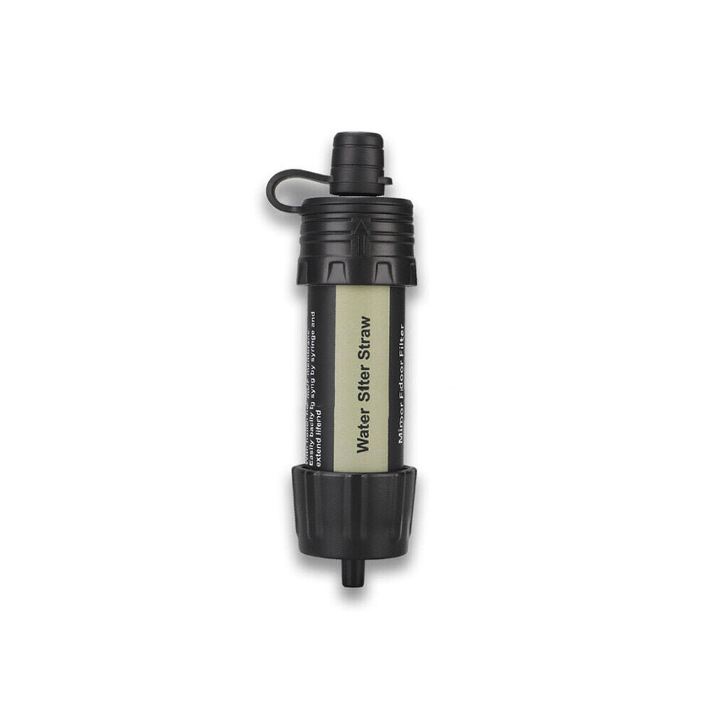 (Black) 5000L Water Filter Straw Outdoor Portable Water Filtration Purifier System for Emergency Camping Survival Tool
