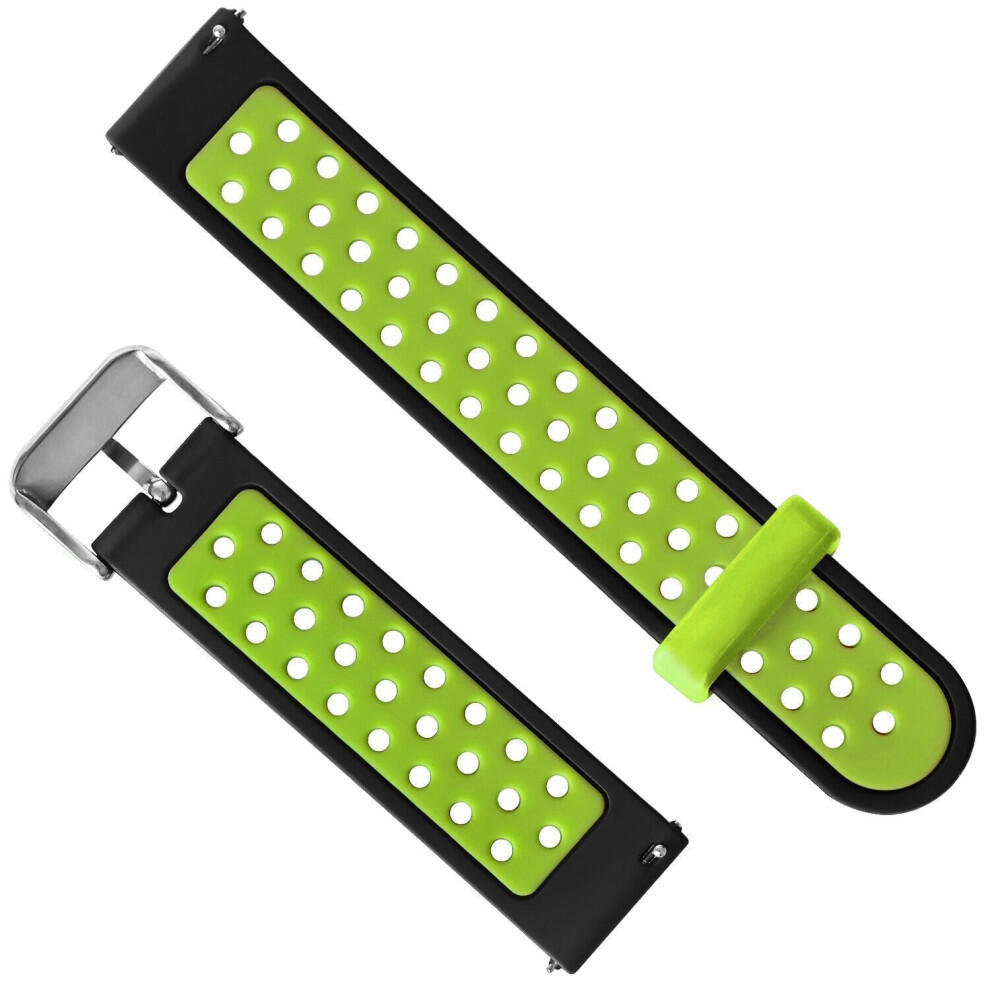 (Green) 20mm Double Color Watch Band Watch Strap Replacement for Smart Watch