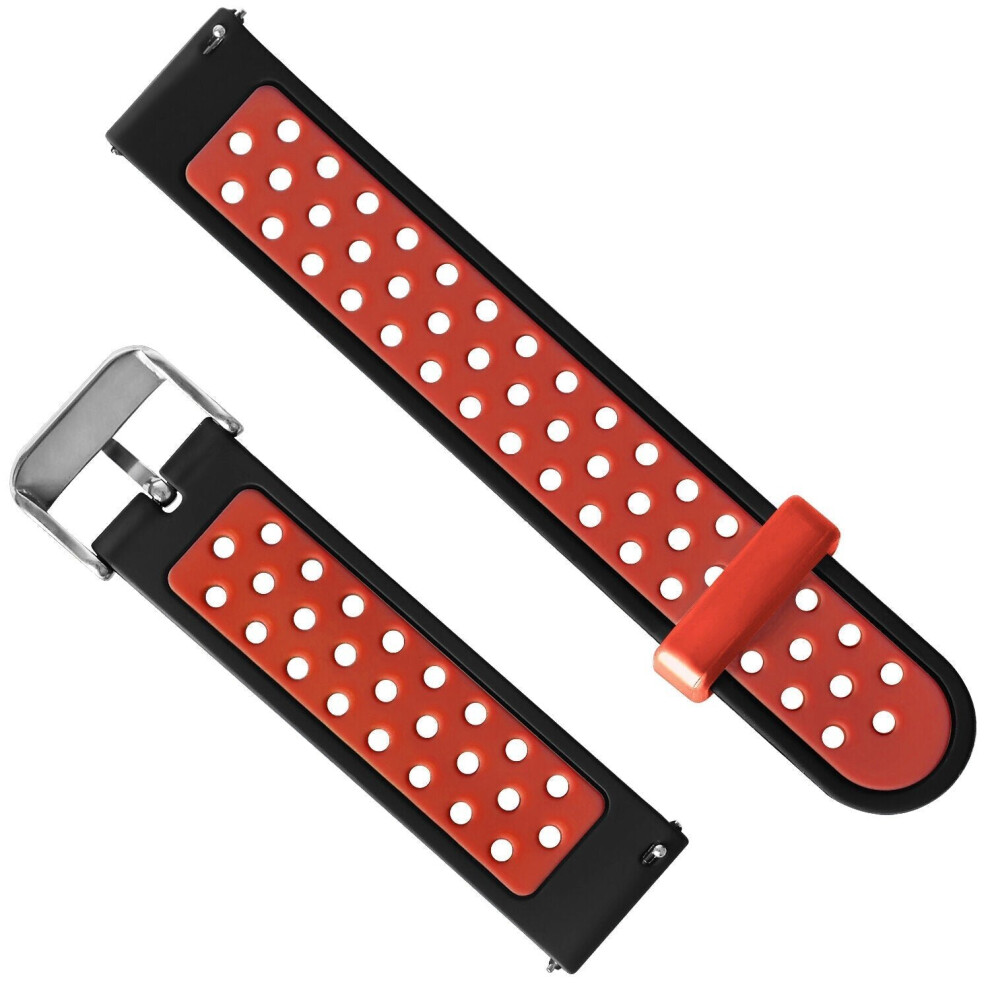 (Red) 20mm Double Color Watch Band Watch Strap Replacement for Smart Watch