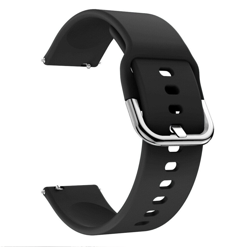 (Black) 20mm Comfortable Soft Silicone Watch Band Watch Strap Replacement for Smart Watch