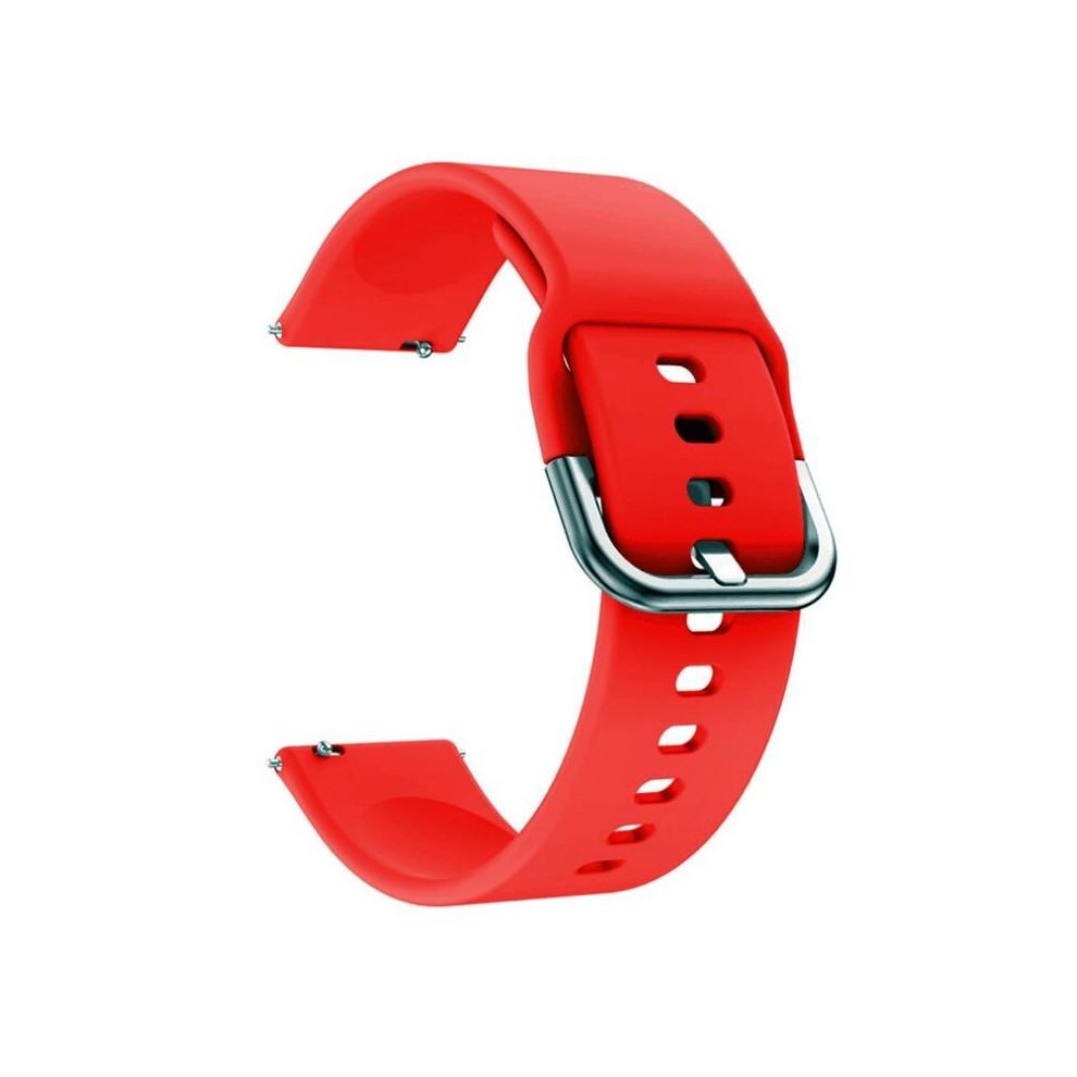 (Red) 20mm Comfortable Soft Silicone Watch Band Watch Strap Replacement for Smart Watch