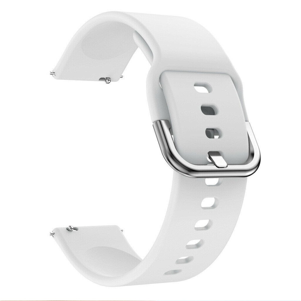 (White) 20mm Comfortable Soft Silicone Watch Band Watch Strap Replacement for Smart Watch