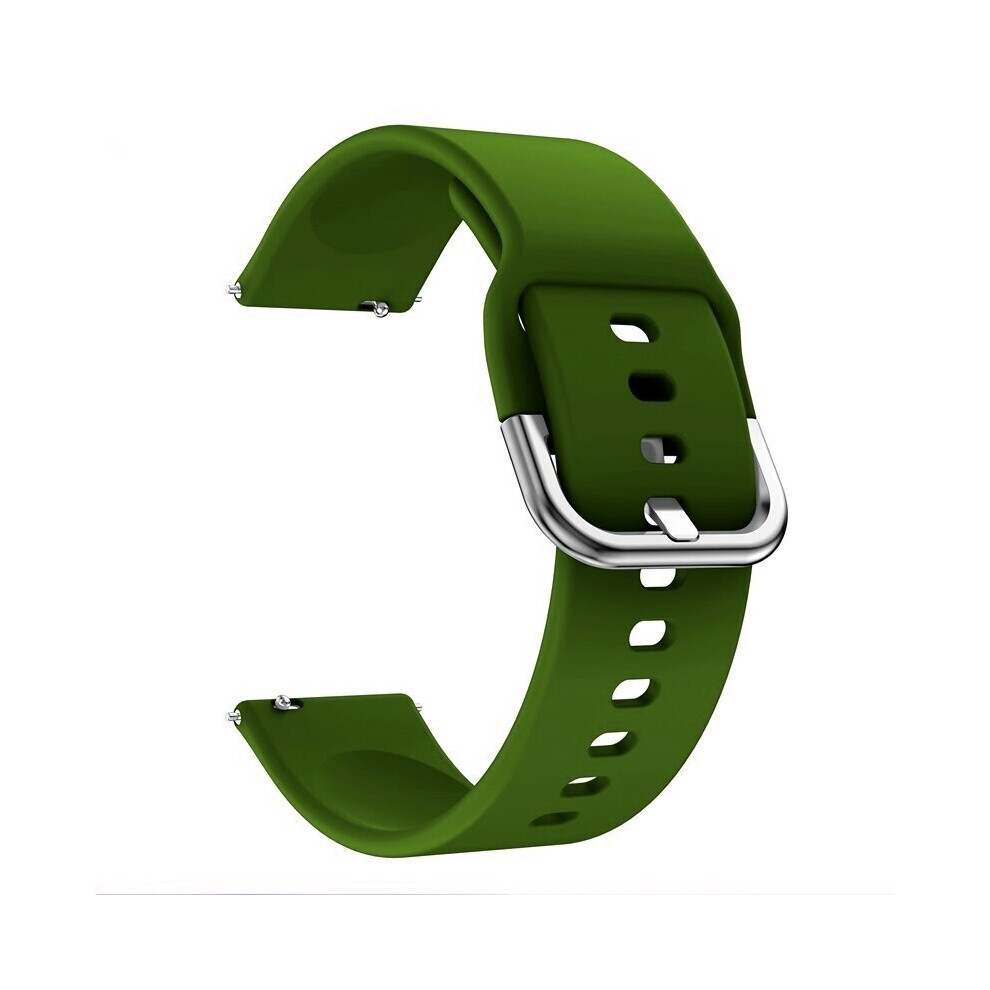 (Army Green) 20mm Comfortable Soft Silicone Watch Band Watch Strap Replacement for Smart Watch