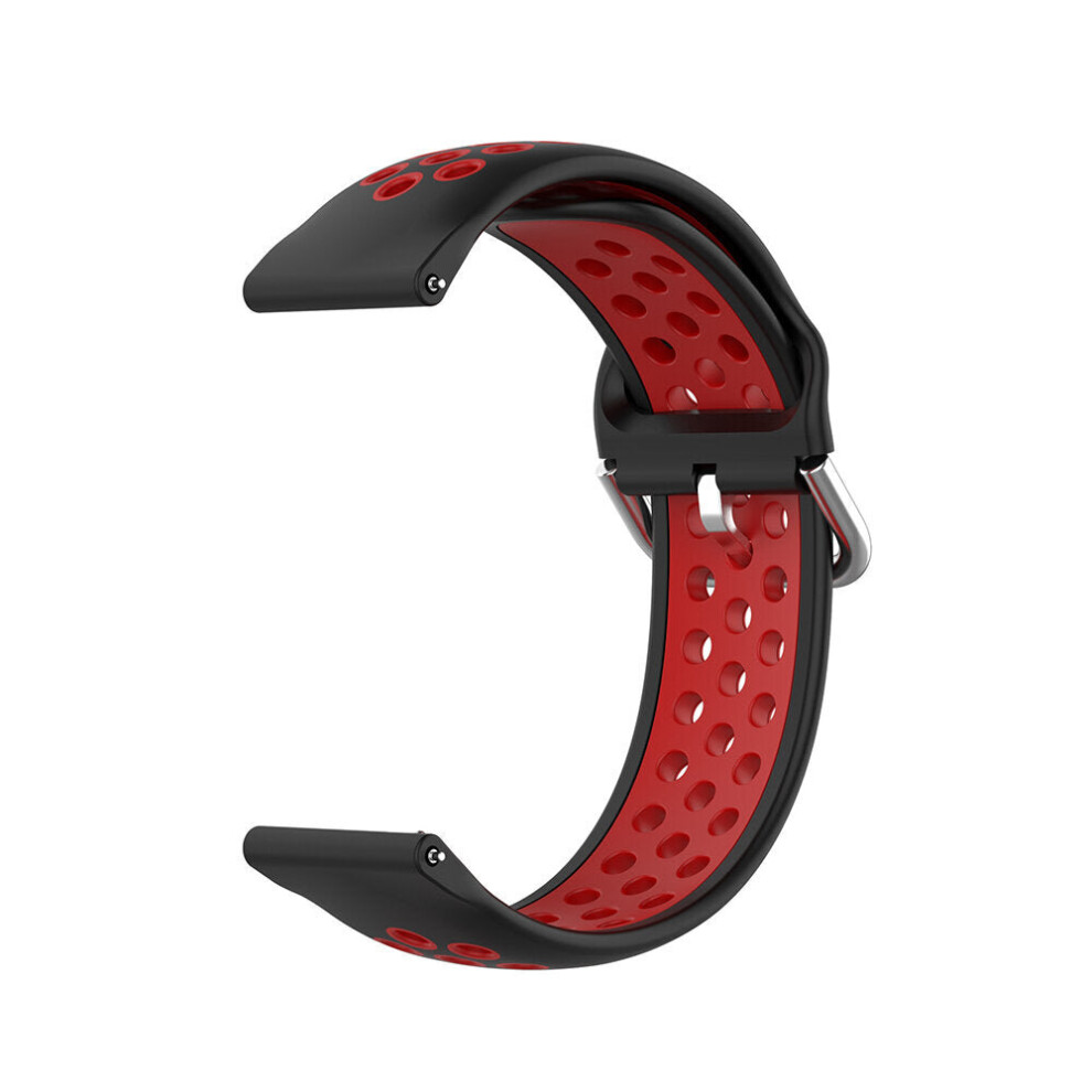 (Black+Red) 20mm Dual Color Stoma Soft Silicone Watch Strap Watch Band for Smart Watch