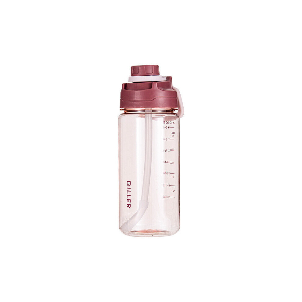 (Pink, 1000ml) 2000ml Large Capacity Water Bottles With Detachable Straw Portable Outdoor Sport Cycling Travel Drink Kettle