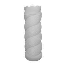 (Grey) 330ML Silicone Hot Water Bottle Heating Bag Mini Hand Warmer With Knit Cover