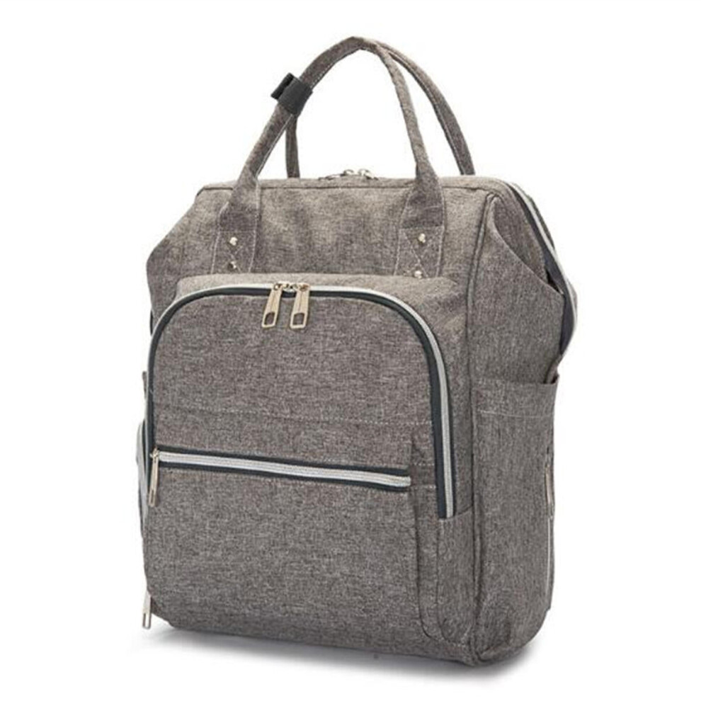 (Grey) 25L Outdoor Travel Mummy Baby Diaper Nappy Backpack Multifunctional Changing Bag + Water Bottle Bag Grey Greenzech