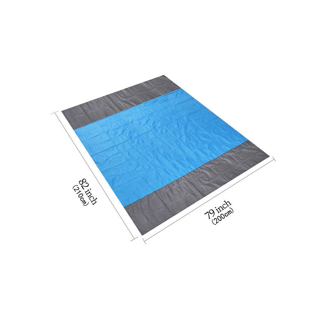 (Blue) 210x200cm Picnic Blanket Oxford Foldable Beach Mat Waterproof Quick Drying Sand Proof Camping Blanket Outdoor Travel with Storage Bag