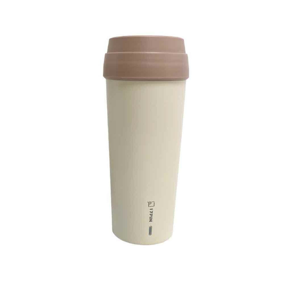 (Beige) 17PIN 400ML Portable Mini Boiling Water Cup Stainless Steel Insulation Cup Leak-proof Outdoor Indoor Thermal Mug