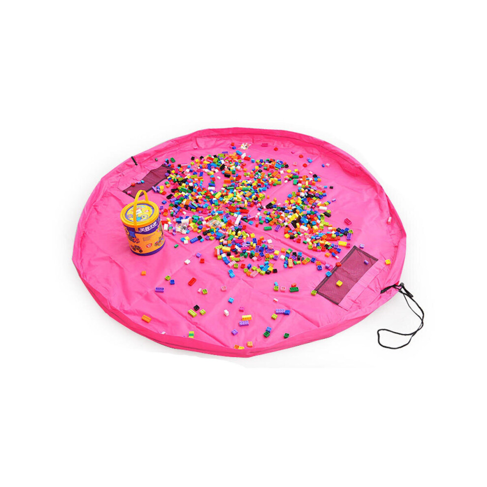 (Pink) 59inch Kid Toys Storage Bag Folding Drawstring Beam Port Finishing Home Organizer Camping Picnic Mat
