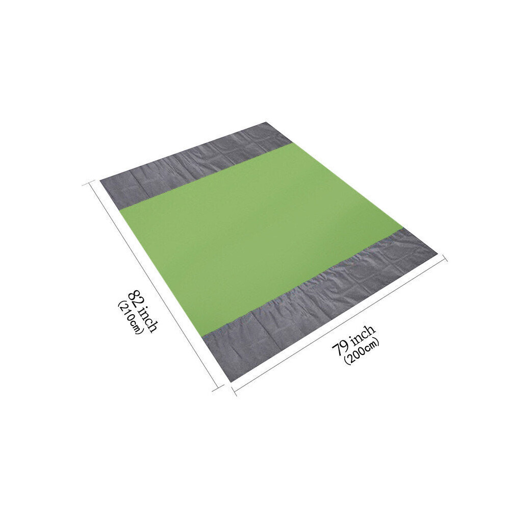 (Green) 210x200cm Picnic Blanket Oxford Foldable Beach Mat Waterproof Quick Drying Sand Proof Camping Blanket Outdoor Travel with Storage Bag