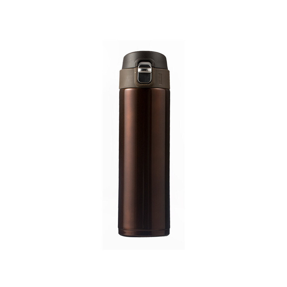 (Brown) 500ML Vacuum Thermos 304 Stainless Steel Insulated Cup Lightweight Water Bottle Outdoor Camping Picnic