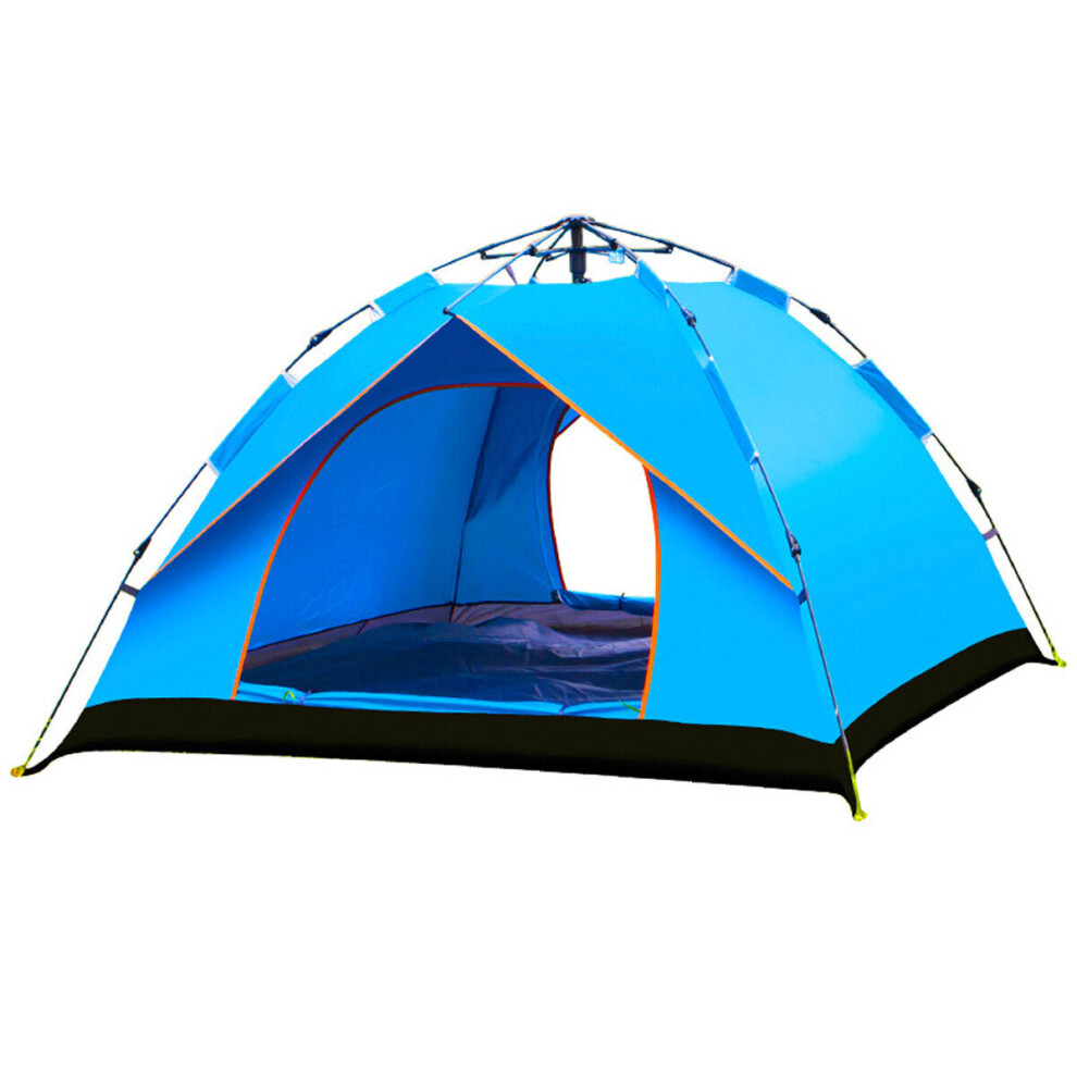 (Sky Blue) 3-4 People Waterproof Camping Tent 210T PU Fabric UV Protectionof Tent for Outdoor Travel Hiking-image-OPC-PBXW2B8-NEW