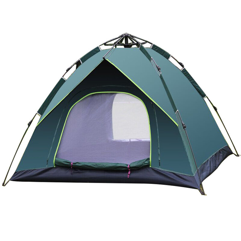 (Dark Green) 3-4 People Waterproof Camping Tent 210T PU Fabric UV Protectionof Tent for Outdoor Travel Hiking