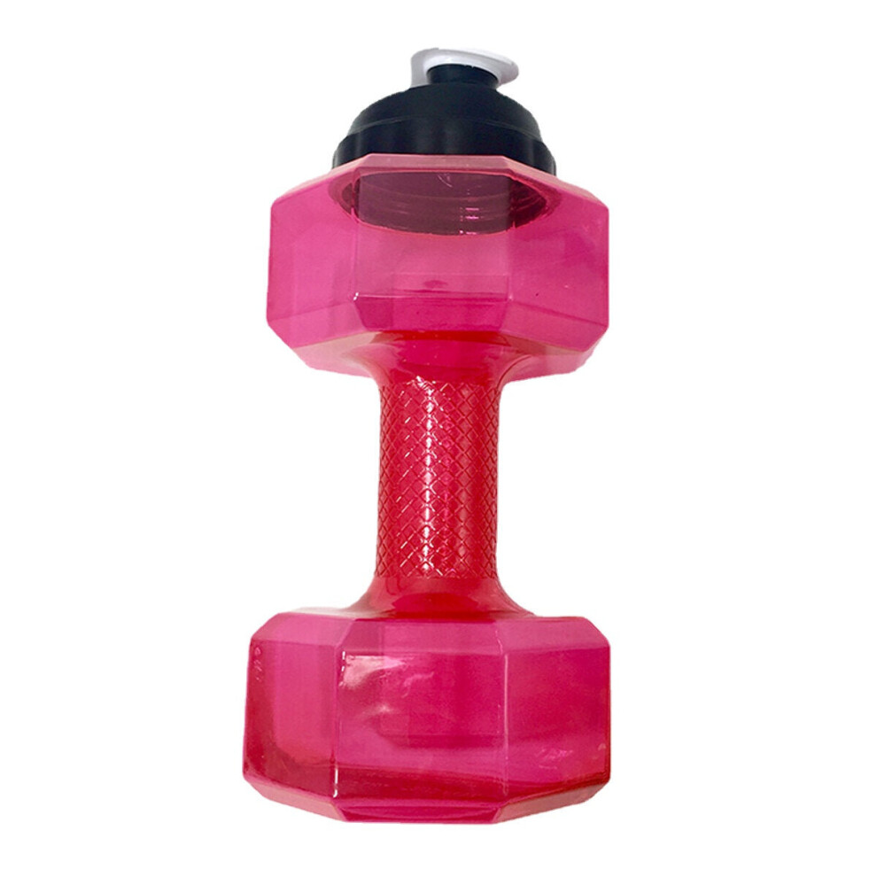 (Red) 2.2L Unisex Sports Water Bottles Leakproof Unbreakable Plastic Bottle Shaker Yoga Fitness Dumbbell Kettle