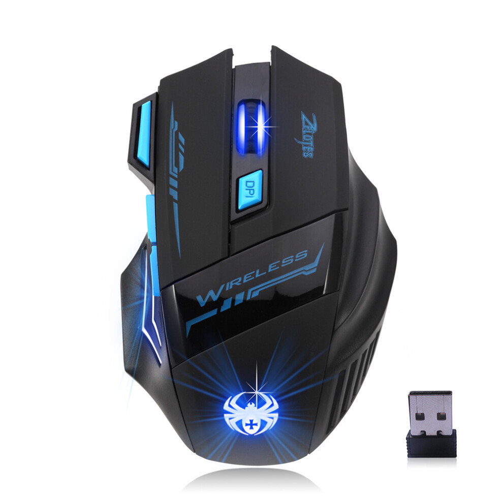 2.4GHz Wireless Mouse 600-2400DPI Cool Breathing Light Optical Gaming Mouse with USB Receiver