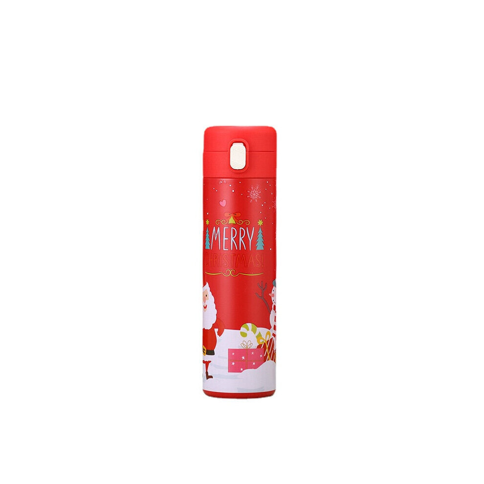 (Red) 500ml Christmas Vacuum thermos LCD Temperature Display Water Bottle Stainless Steel Double Wall Insulated Cup