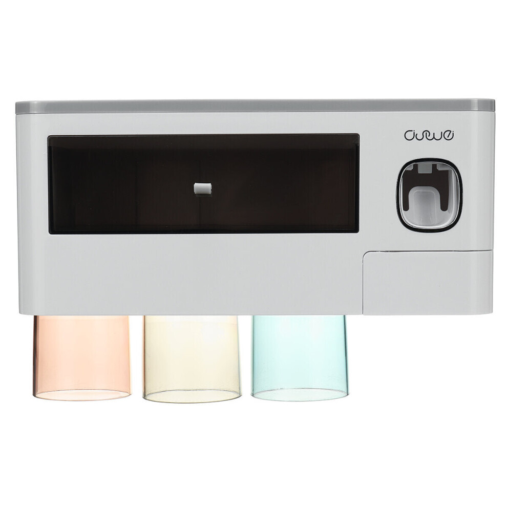 (3-Cups Toothbrush Holder) 2/3/4 Cups Multi-function Toothbrush Holder Waterproof Anti-dust Mouth Cup Rack Wall-mounted Toothbrush Holder