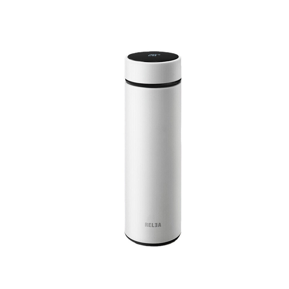 (White) 500ml Insulated Cup Smart LCD Temperature Display Water Bottle Stainless Steel Vacuum Thermos Camping Travel