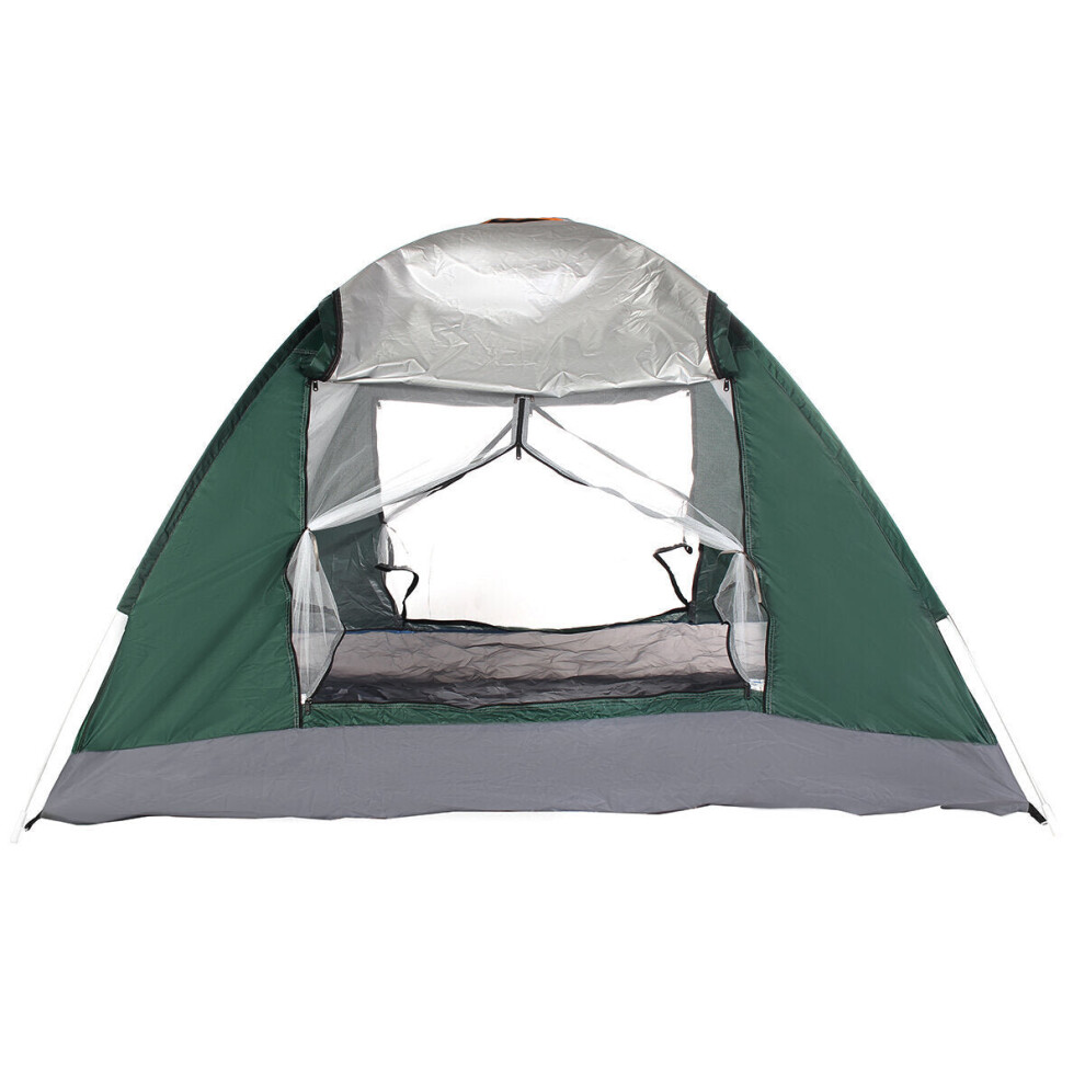 (Dark Green) 3-4 People Fully Automatic Camping Tent 2 Door Waterproof Windproof UV-Protection Sunshade Canopy Camping Hiking Fishing