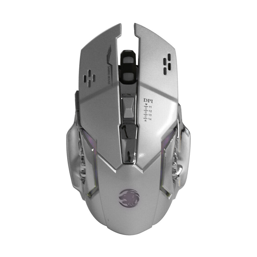 () 2.4 Ghz Wireless Mouse 1600Dpi Rechargeable Breathing Led Optical Mice With Usb Receiver For Pc Laptop Desktop Silver/Light 6112212792070
