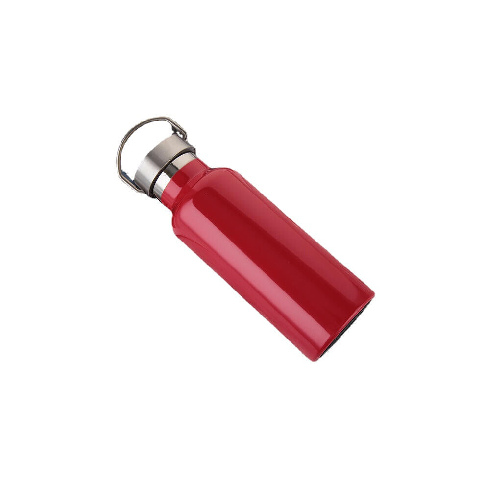 (Red, 500ml) 500ml 600ml 800ml Water Bottle 304 Stainless Steel Wide Mouth Vacuum Cup With Outdoor Carabiner