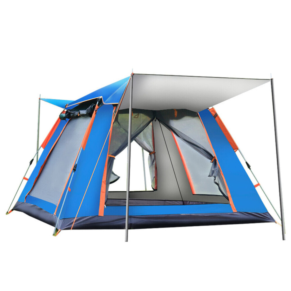 (Blue) 4-5 People Fully Automatic Set-up Tent UV Protected Family Picnic Travel Sun Shelters Outdoor Rainproof Windproof Camping Tents