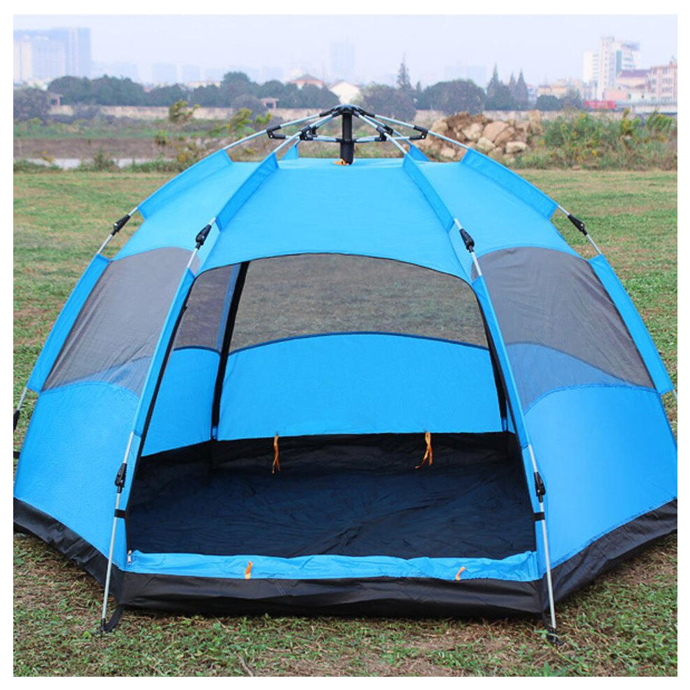 (Blue) 5-8 People Automatic Pop Up Instant Large Tent Waterproof Outdoor Camping Family UV Sunshade Shelter