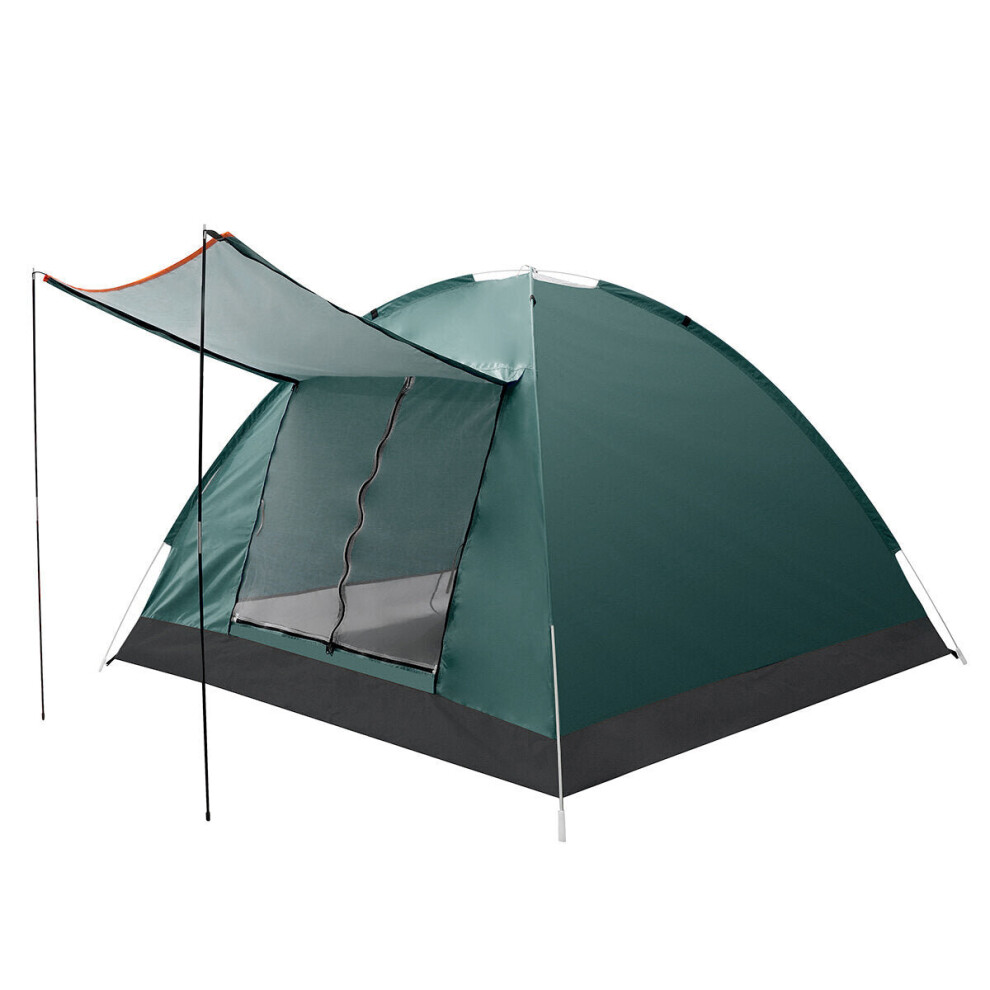 (Dark Green) 3-4 Person Double Layer Camping Tent With Double Door Outdoor Waterproof Awning Tent 125x200x200cm for Fishing Camping Party