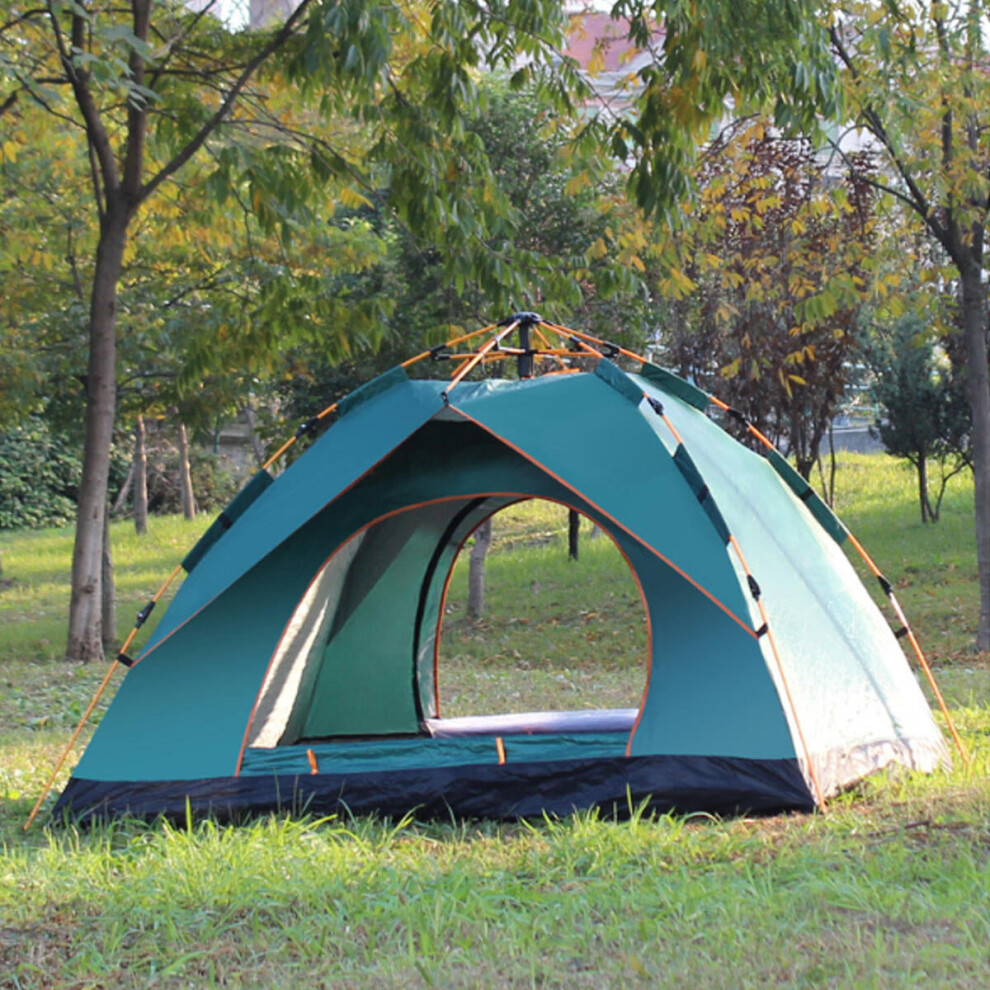 (Green) 3-4 Person Fully Automatic Tent Waterproof Anti-UV PopUp Tent Outdoor Family Camping Hiking Fishing Tent Sunshade-Sky Blue/Green