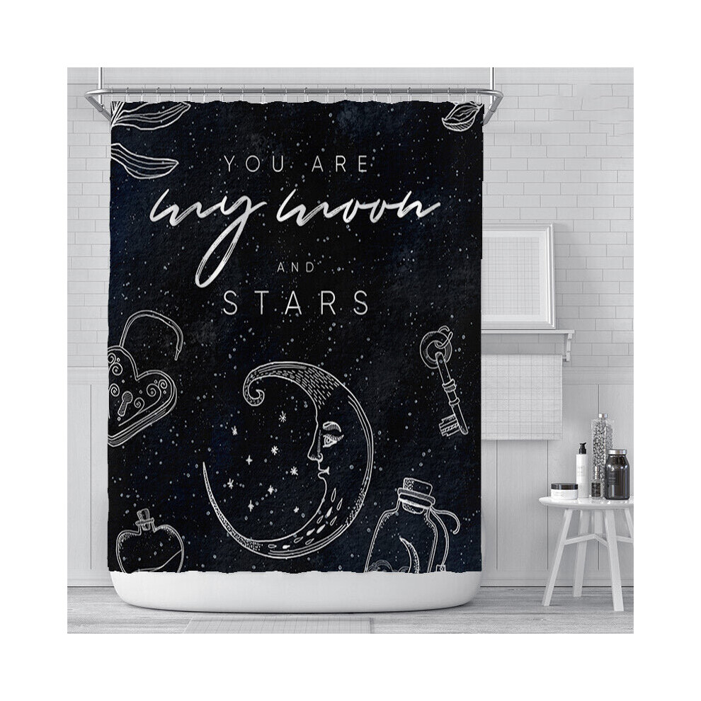 (D) 180x180cm Waterproof Shower Curtain Star Shower Curtain Digital Printing Polyester Shower Curtain for Bathroom Decor