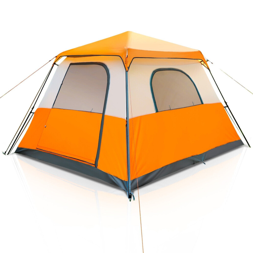 (Orange) 6 Person Camping Tents with Top Rainfly Set Up Automatic Tent for Outdoor Camping Backpacking Hiking