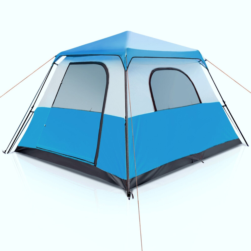 (Blue) 6 Person Camping Tents with Top Rainfly Set Up Automatic Tent for Outdoor Camping Backpacking Hiking