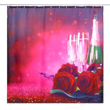 (A) 180x180CM Romatic Rose Waterprood Shower Curtain Polyester Moisture-proof Bath Mat