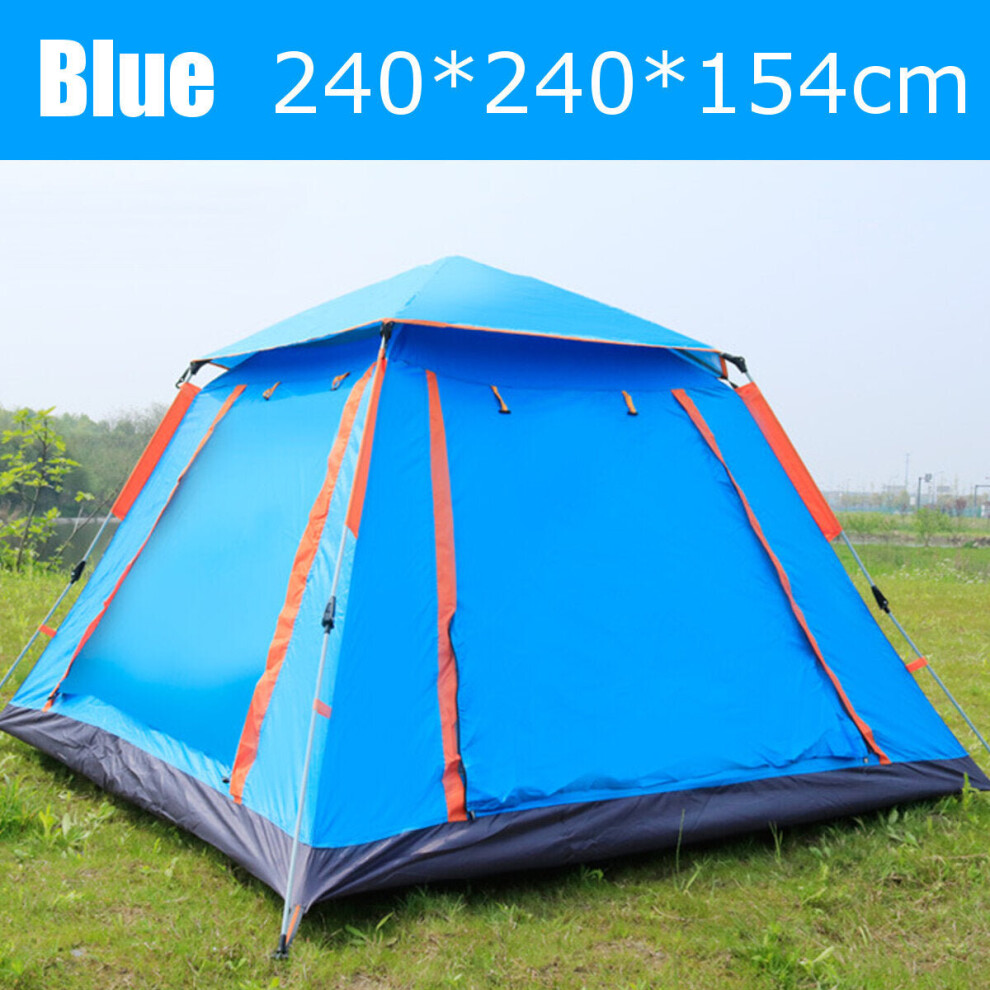 (Blue) 6-7 People Fully Automatic Tent Outdoor Camping Family Picnic Travel Rainproof Windproof Tent