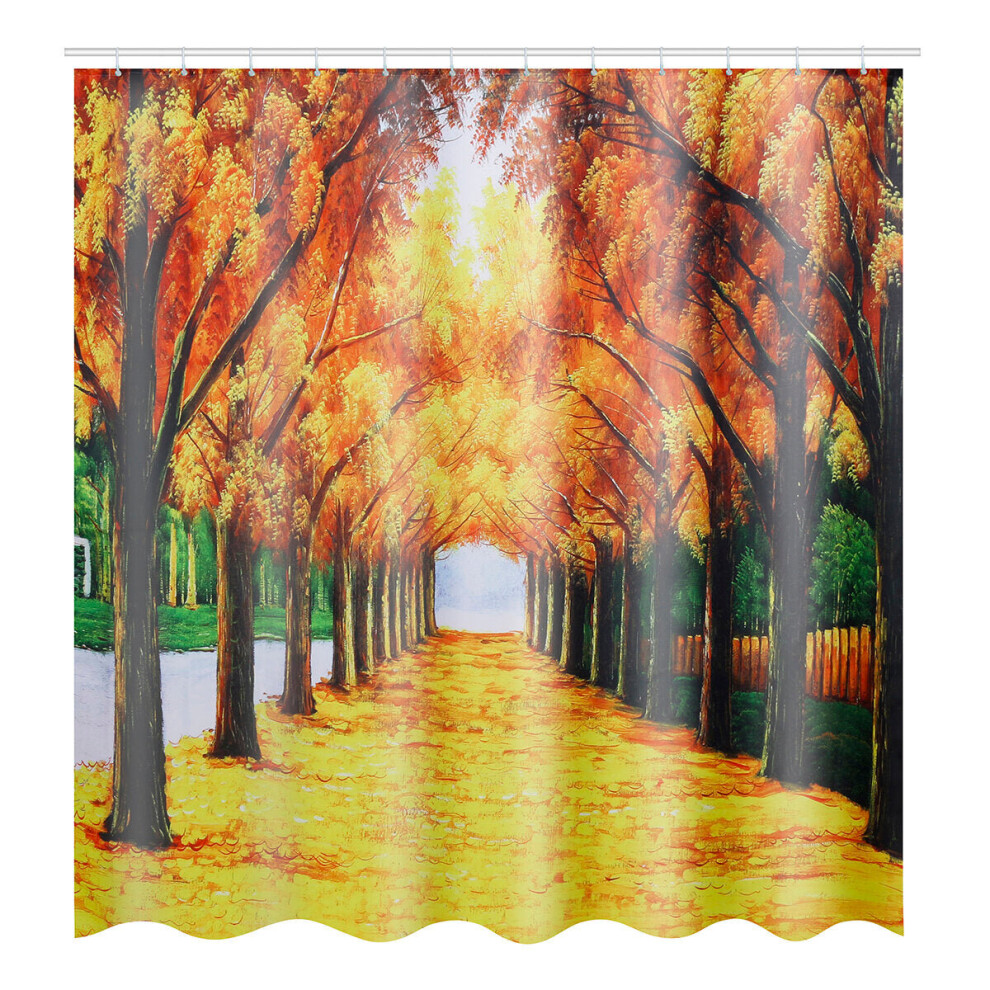 (B) 180X180CM Forest Waterproof Shower Curtain Bathroom Toilet Lid Seat Cover Bath Mat Pad Set