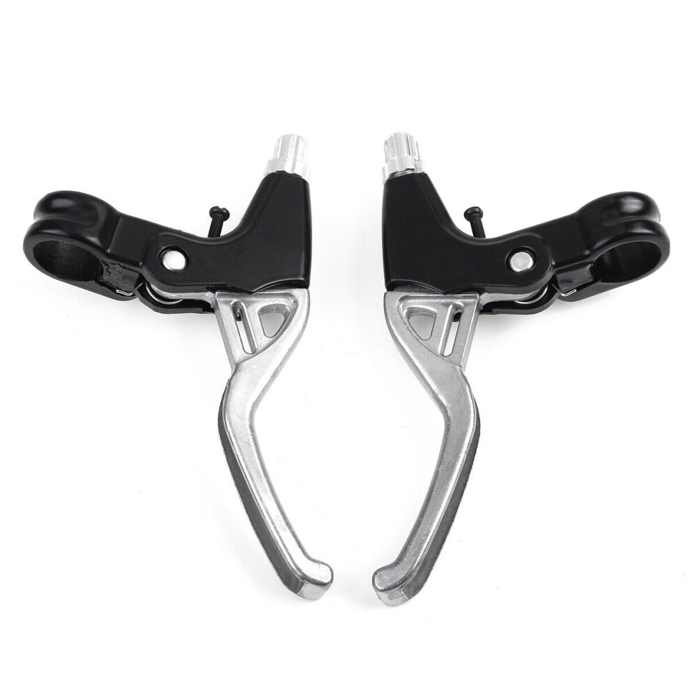 (Silver) 1 Pair Aluminum Alloy MTB Bicycle BMX Road Bike Handle Hand V Bar Brake Levers