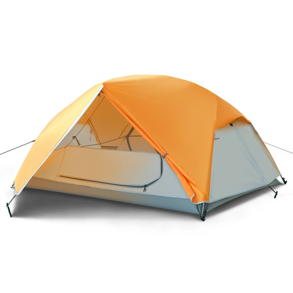 (Orange) 2 Person Camping Tents Backpacking Tents Lightweight Portable Waterproof Easy Setup Tent for Outdoor Camping Hiking Carrying Bag