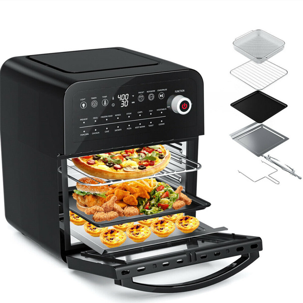 (UK Plug) 16 in 1 Air Fryer Toaster Ovens 12L 12 6QT Convection Oven with LCD 5 Accessories for Airfryer Broil Baking Cooking Home Kitchen