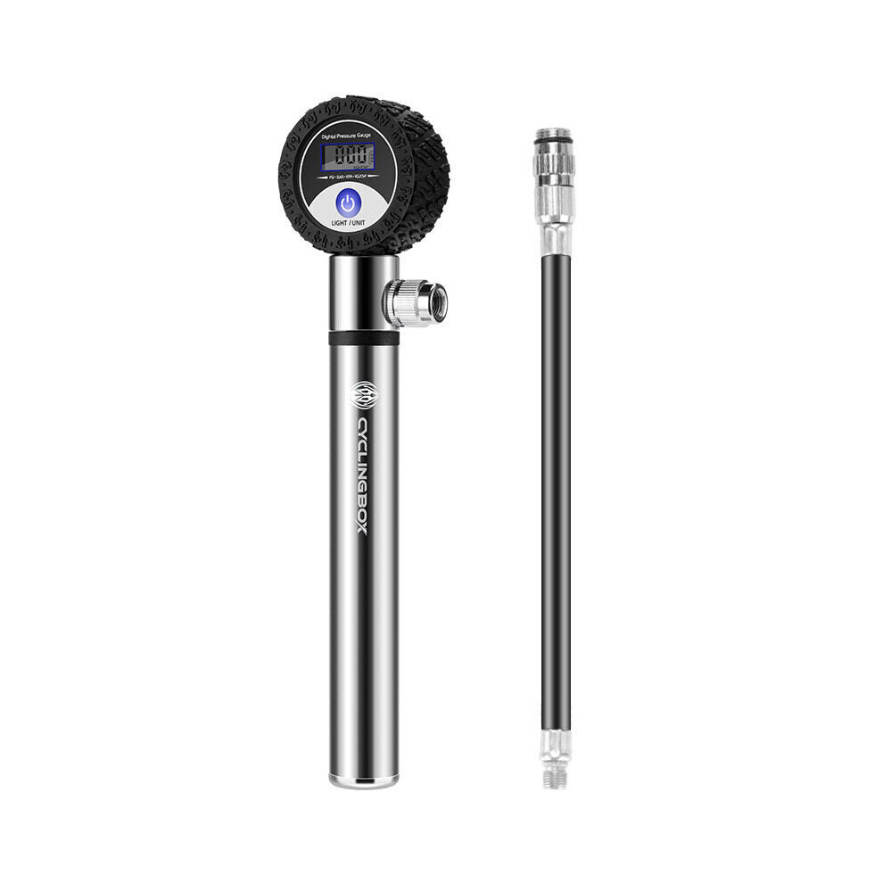 (Silver) 120PSI Bike Pump 4 Modes Tire Pressure LCD Display Inflator Bicycle Ball Air Pump Outdoor Cycling