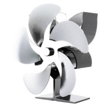 (Silver) 5 Blades Fireplace Fan Eco Friendly Quiet Wood Burner Stove Fan Thermal Heat Power Fan Home Christmas Gift