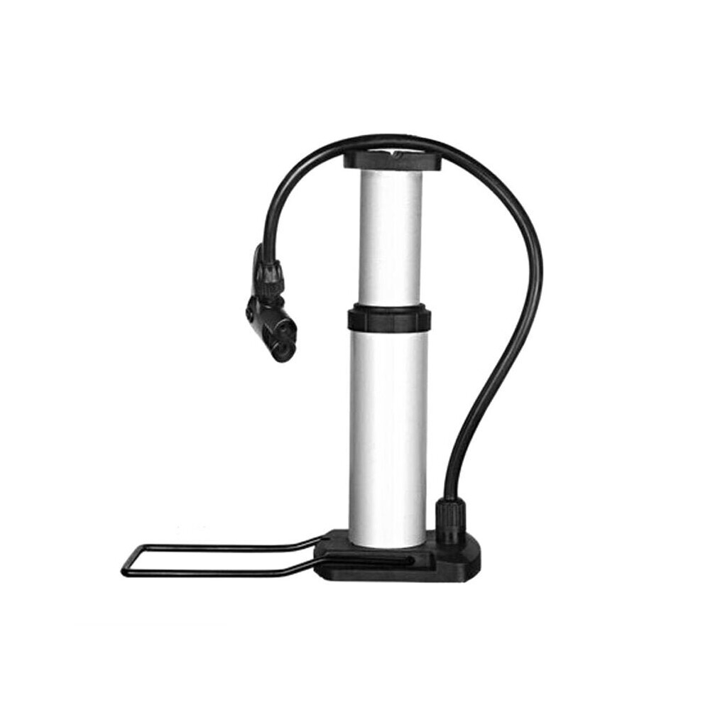 (Silver) 120PSI Cycling Bicycle Foot Activated Pump Aluminum Alloy Mini Mountain Road Bike Pump
