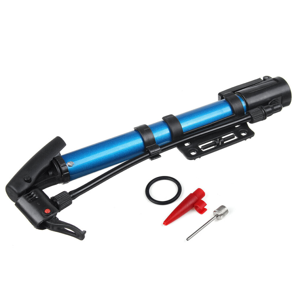 (Blue) 120PSI High Pressure Air Pump Alloy Floor Standing Bike Motorcycle Tyre Pump with Ball Pin