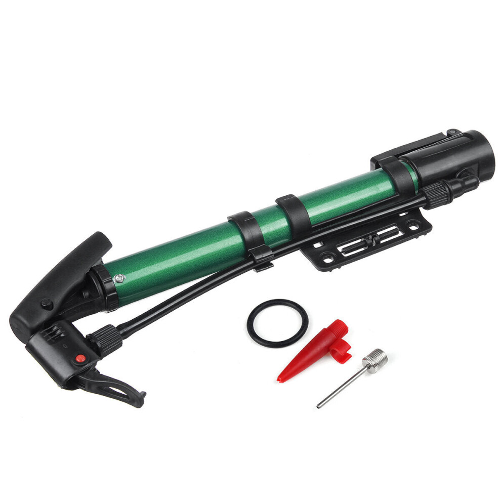 (Green) 120PSI High Pressure Air Pump Alloy Floor Standing Bike Motorcycle Tyre Pump with Ball Pin